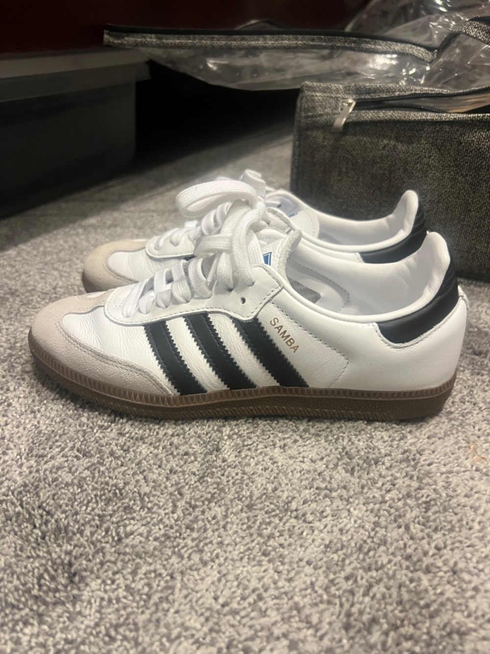 adidas White Black Gum Samba Leather Sneakers, worn once - Picture 5 of 6